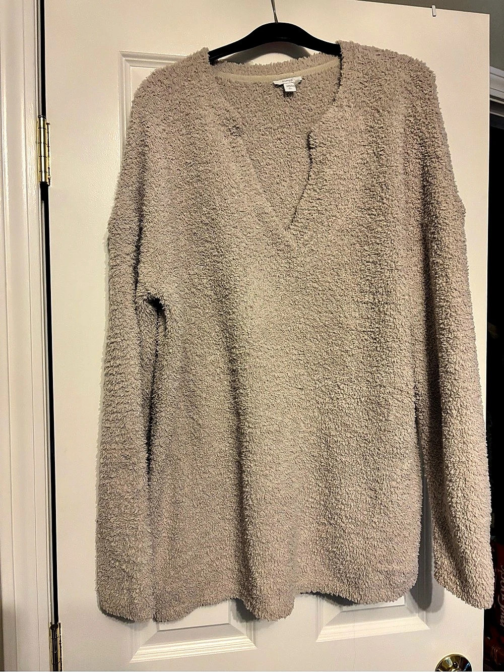 purejill Teddy Fleece Crew Neck Sweater Beige Large Like New